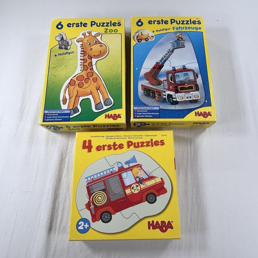 3 HABA German Puzzles Zoo Animals Vehicles 2+ Years Toddler Kids Toys Complete